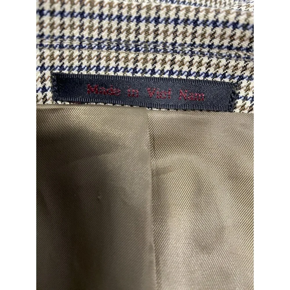Kilburne and Finch Multicolor Houndstooth Wool Blend 2 Button Blazer Jacket 42R